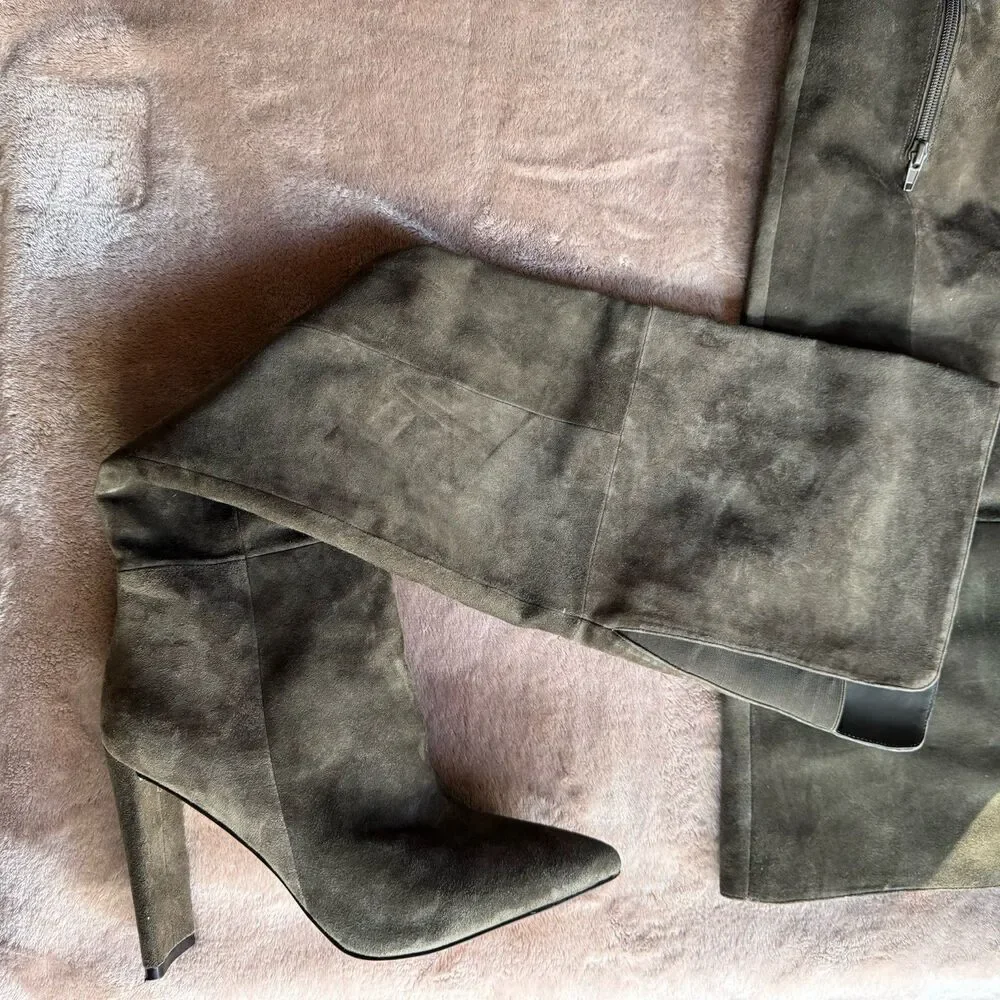 Aldo Mylla Real Suede Thigh High Knee Boots Hunter Green Sz 10 Whimsgoth Trendy